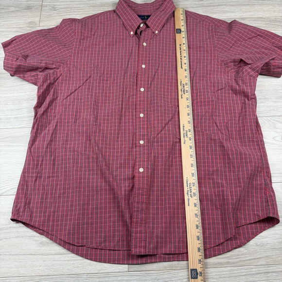 Ralph Lauren Men's Red Plaid Checkered Button Down Shirt Blue Horse Size XXL - Picture 6 of 8